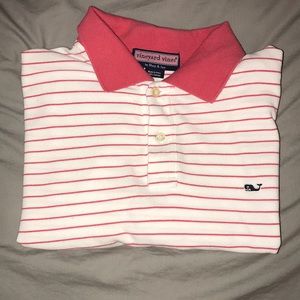 Vineyard Vines Coral Striped Polo